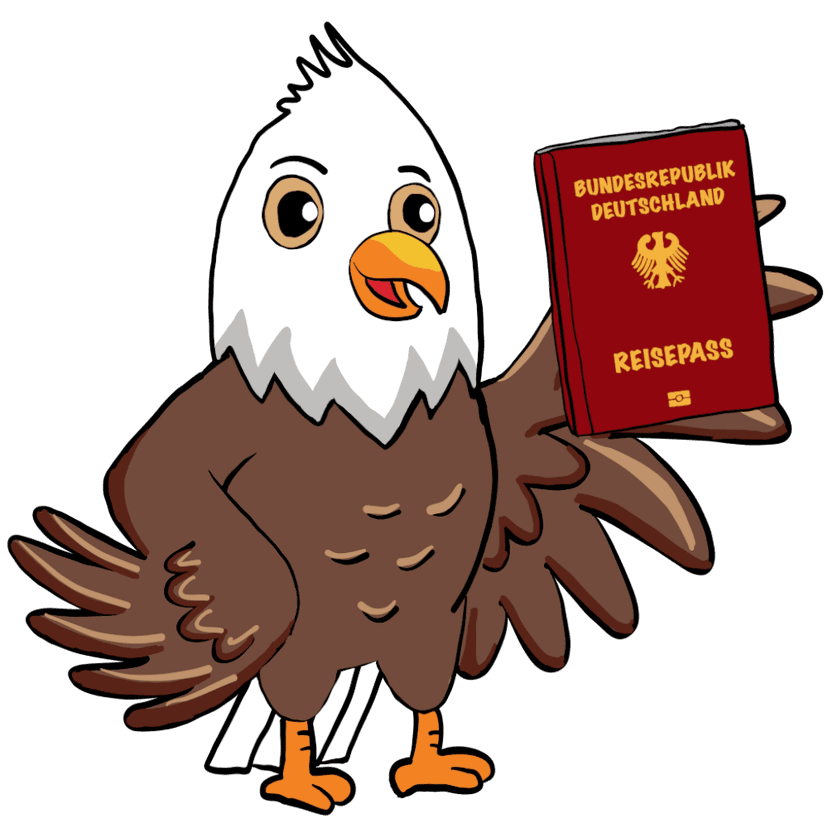 Hero Eagle holding German passport